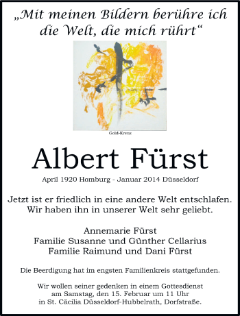 Todesanzeige von Albert Fürst von saarbruecker_zeitung