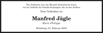 Todesanzeige von Manfred Jägle von SAARBRÜCKER ZEITUNG