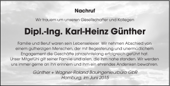 Todesanzeige von Karl-Heinz Günther von saarbruecker_zeitung