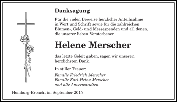 Todesanzeige von Helene Merscher von saarbruecker_zeitung