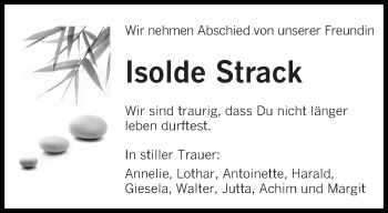 Todesanzeige von Isolde Strack von saarbruecker_zeitung