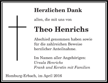 Todesanzeige von Theo Henrichs von saarbruecker_zeitung