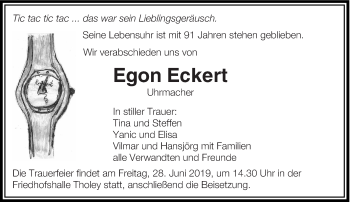 Todesanzeige von Egon Eckert von saarbruecker_zeitung