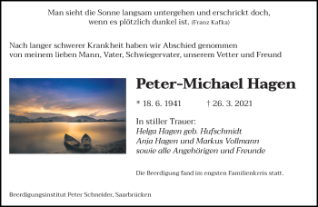 Todesanzeige von Peter-Michael Hagen von saarbruecker_zeitung