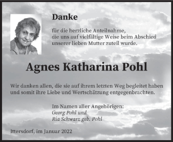 Todesanzeige von Agnes Katharina Pohl von saarbruecker_zeitung