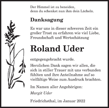 Todesanzeige von Roland Uder von saarbruecker_zeitung