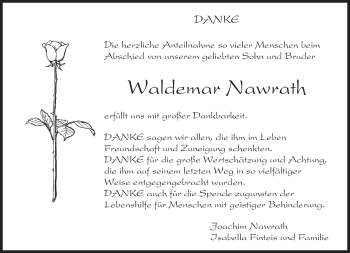 Todesanzeige von Waldemar Nawrath von saarbruecker_zeitung