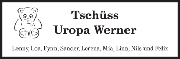 Todesanzeige von Werner  von saarbruecker_zeitung