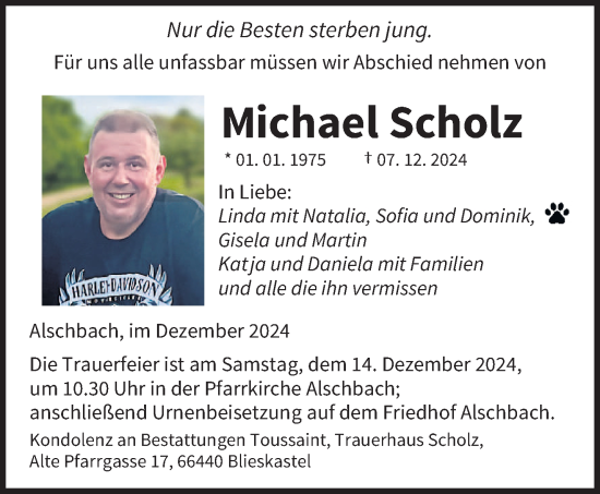 Todesanzeige von Michael Scholz von saarbruecker_zeitung