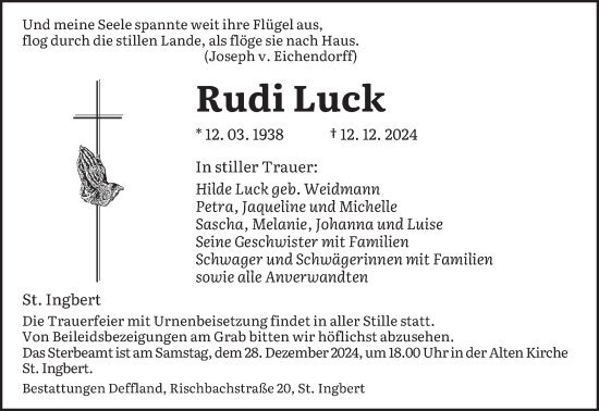 Todesanzeige von Rudi Luck von saarbruecker_zeitung