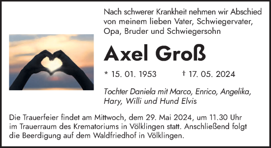 Todesanzeige von Axel Groß von saarbruecker_zeitung