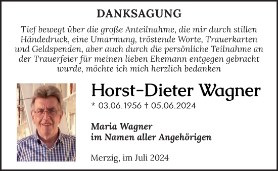 Todesanzeige von Horst-Dieter Wagner von saarbruecker_zeitung