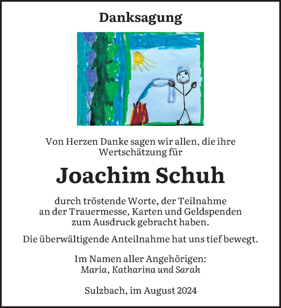 Todesanzeige von Joachim Schuh von saarbruecker_zeitung