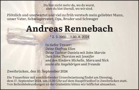 Todesanzeige von Andreas Rennebach von saarbruecker_zeitung