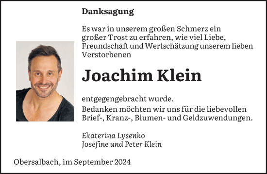 Todesanzeige von Joachim Klein von saarbruecker_zeitung