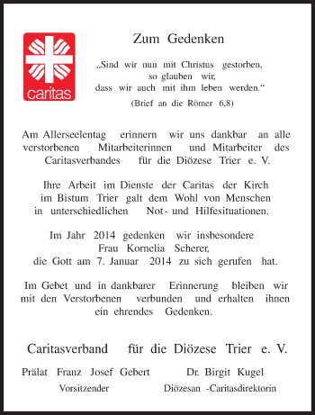 Todesanzeige von Zum Gedenken von trierischer_volksfreund