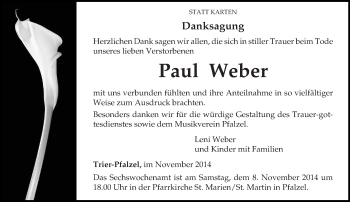 Todesanzeige von Paul Weber von trierischer_volksfreund