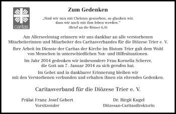 Todesanzeige von Zum Gedenken  von trierischer_volksfreund