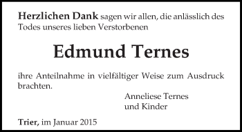 Todesanzeige von Edmund Ternes von trierischer_volksfreund