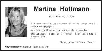 Todesanzeige von Martina Hoffmann von TRIERISCHER VOLKSFREUND