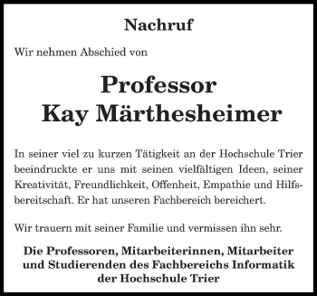 Todesanzeige von Kay Märtesheimer von trierischer_volksfreund