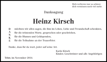 Todesanzeige von Heinz Kirsch von trierischer_volksfreund