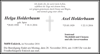 Todesanzeige von Helga und Axel Holderbaum von trierischer_volksfreund