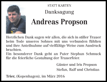 Todesanzeige von Andreas Propson von trierischer_volksfreund