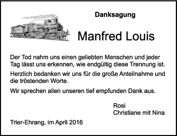 Todesanzeige von Manfred Louis von trierischer_volksfreund