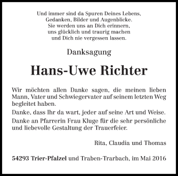 Todesanzeige von Hans-Uwe Richter von trierischer_volksfreund