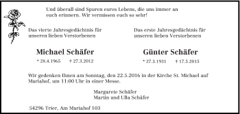 Todesanzeige von Michael und Günter Schäfer von trierischer_volksfreund