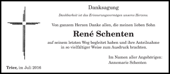 Todesanzeige von Rene Schenten von trierischer_volksfreund