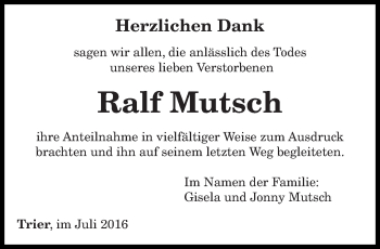 Todesanzeige von Ralf Mutsch von trierischer_volksfreund