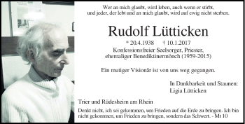 Todesanzeige von Rudolf Lütticken von trierischer_volksfreund