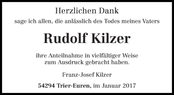 Todesanzeige von Rudolf Kilzer von trierischer_volksfreund