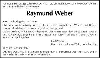 Todesanzeige von Raymund Weber von trierischer_volksfreund