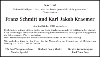 Todesanzeige von Franz und Karl-Jakob   von trierischer_volksfreund