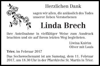 Todesanzeige von Linda Brech von trierischer_volksfreund