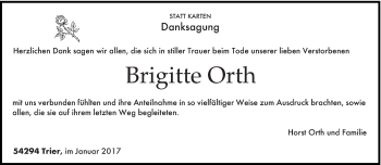 Todesanzeige von Brigitte Orth von trierischer_volksfreund