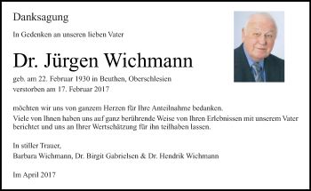 Todesanzeige von Jürgen Wichmann von trierischer_volksfreund