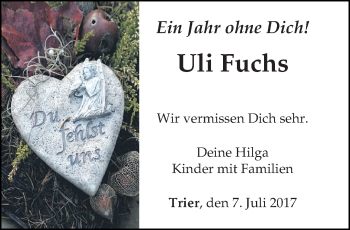 Todesanzeige von Hans-Ulrich Fuchs von trierischer_volksfreund