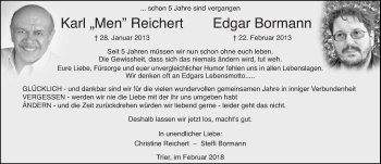 Todesanzeige von Karl und Edgar Bormann von trierischer_volksfreund