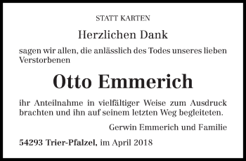 Todesanzeige von Otto Emmerich von trierischer_volksfreund