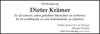 Todesanzeige von Dieter Krämer von trierischer_volksfreund