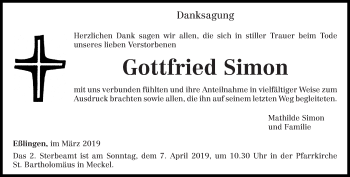 Todesanzeige von Gottfried Simon von trierischer_volksfreund