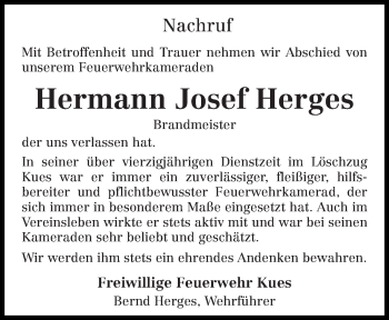 Todesanzeige von Hermann Josef Herges von trierischer_volksfreund