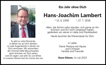 Todesanzeige von Hans-Joachim Lambert von trierischer_volksfreund