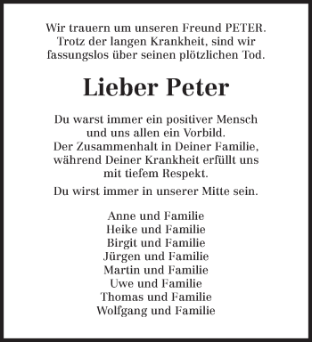 Todesanzeige von Peter  von trierischer_volksfreund