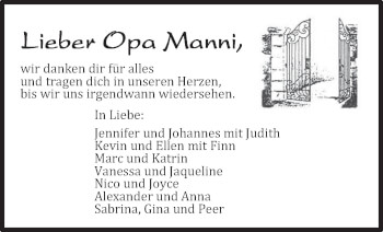 Todesanzeige von Opa Manni  von trierischer_volksfreund