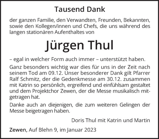 Todesanzeige von Jürgen Thul von trierischer_volksfreund